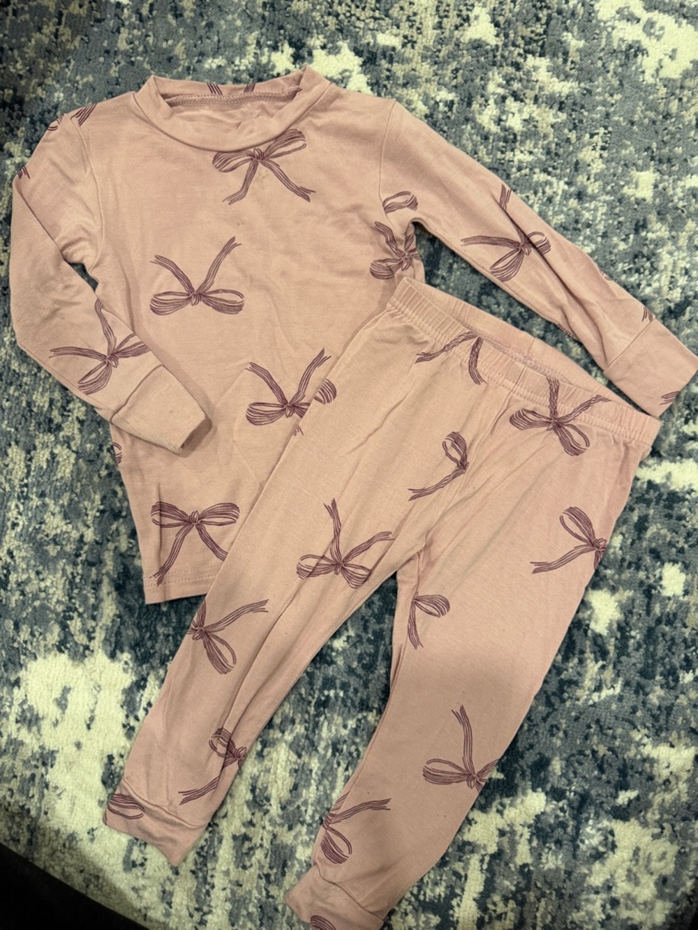 Kids Pink Bow-Print Pajama Set
